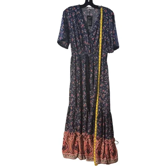 Floral Boho Maxi Dress With Ruffle Hem & V-Neck - Picture 8 of 11